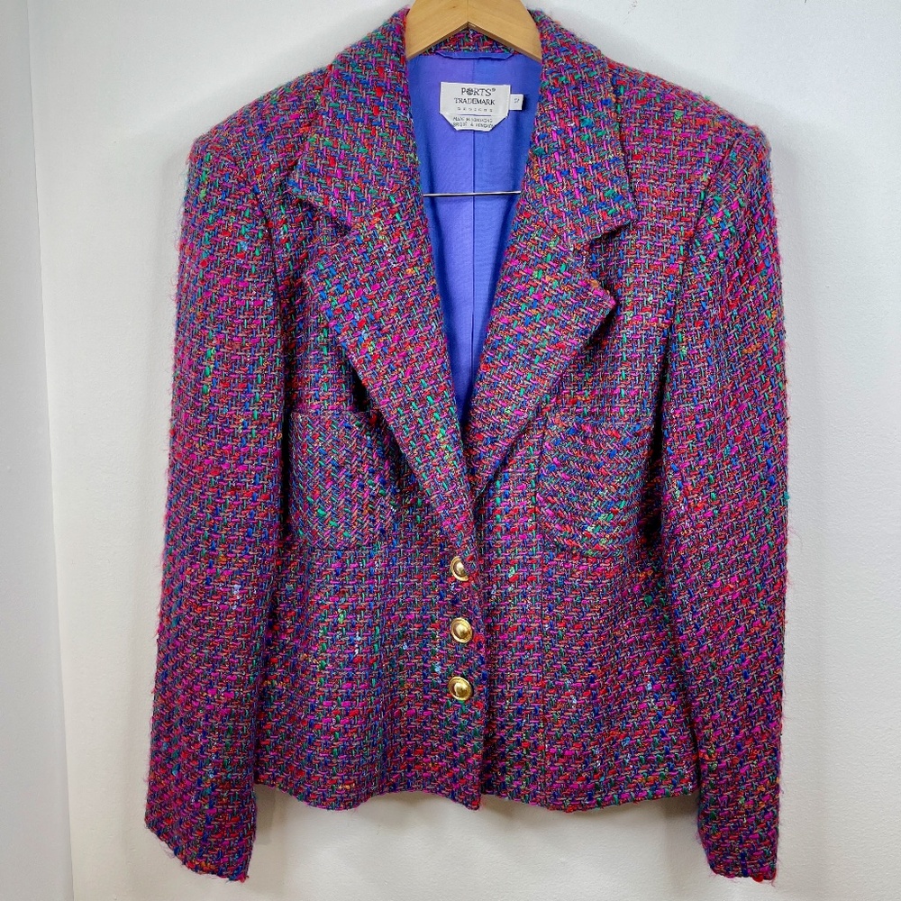 Perets Multicolor Tweed Blazer - Pink Blend